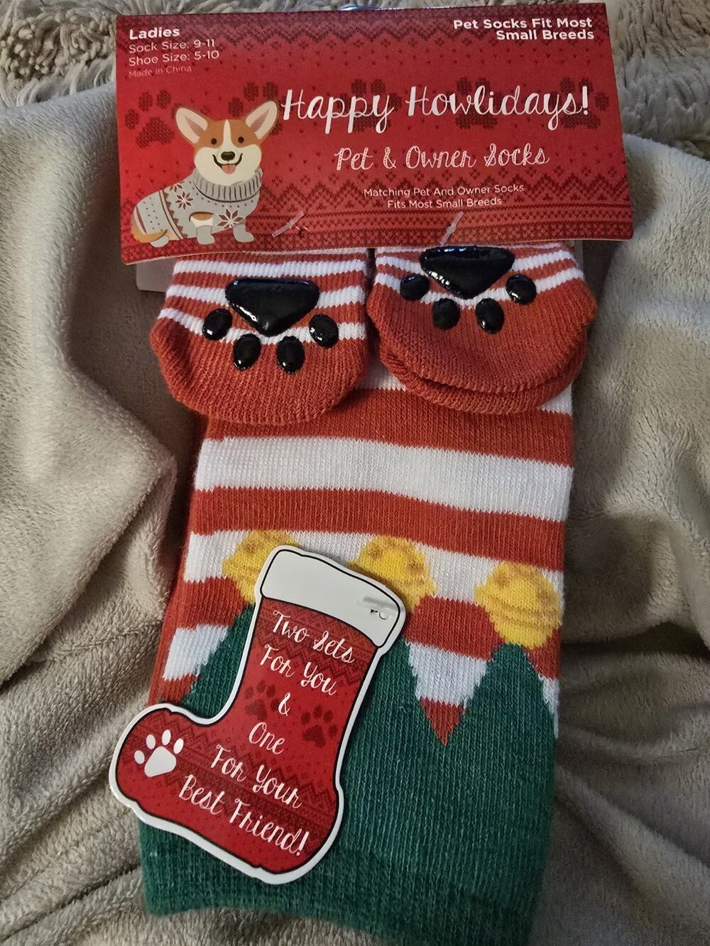 Pet & Owner Matching Socks, 2 Adult Pair 9-11 And 1 Pair For Small Dog/Cat